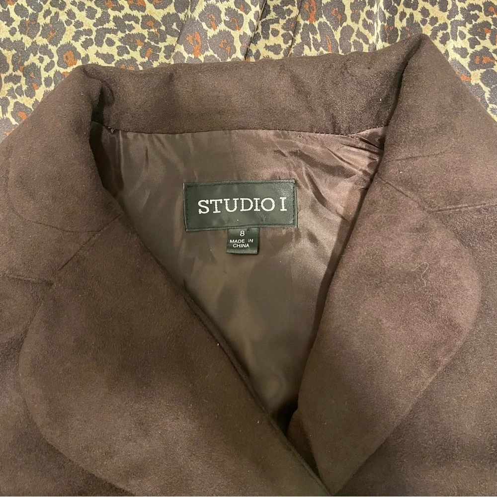 Y2k Studio 1 Brown Faux Suede Blazer Top